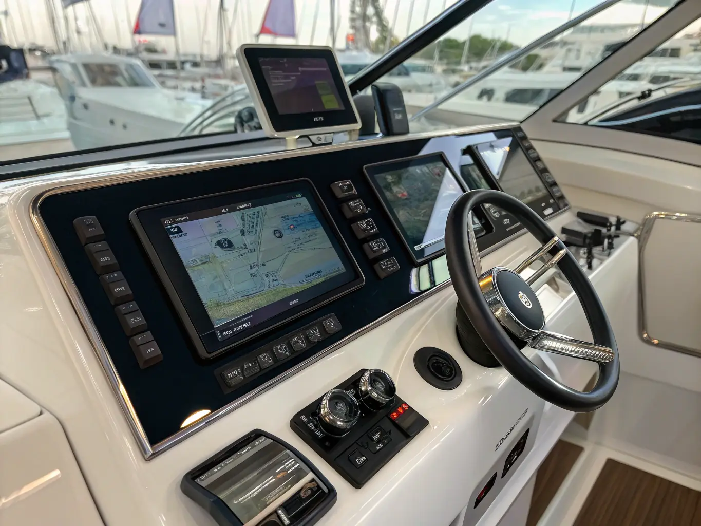 An image showcasing the advanced navigation and control systems on a St Francis 50, highlighting the user-friendly interface and comprehensive instrumentation.